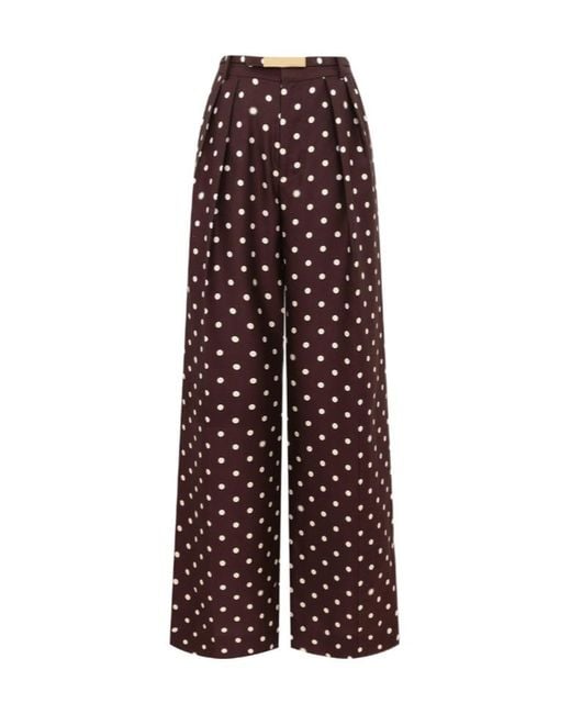 Zimmermann Purple Polka Dot Straight Leg Pants