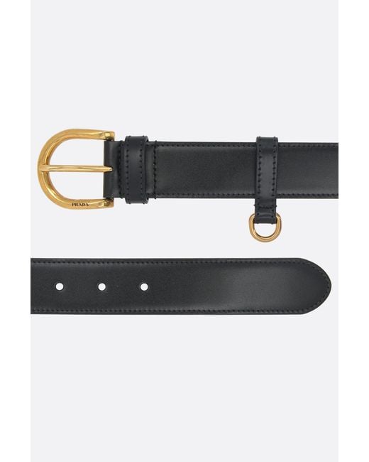 Prada White Logo-Engraved Buckle Belt