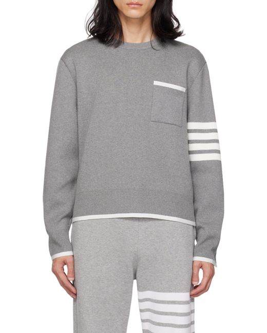 Thom Browne Gray 4-Bar Striped Crewneck Jumper for men