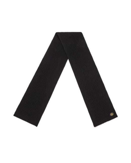 Gucci Black Logo-Patch Knit Scarf