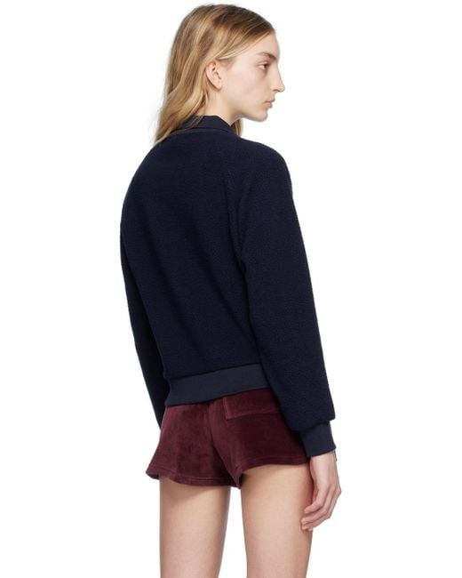 Sporty & Rich Blue Half-Zip Fleece Sweatshirt