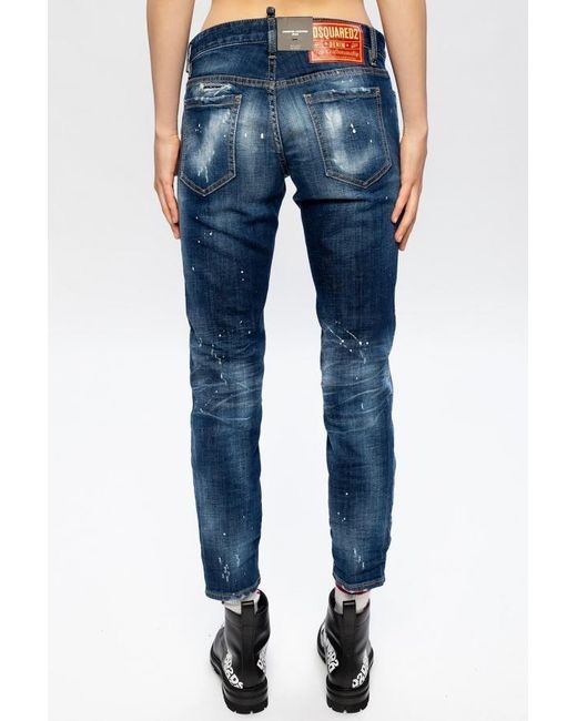 DSquared² Blue Ripped Detailing Cropped Jeans