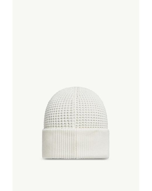 Moncler White Cotton Hat With Logo for men