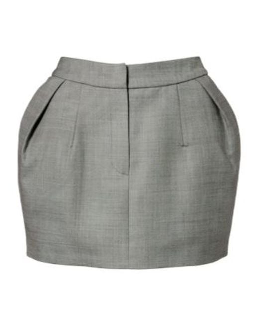 Magda Butrym Gray Pleated Wool-Blend Miniskirt