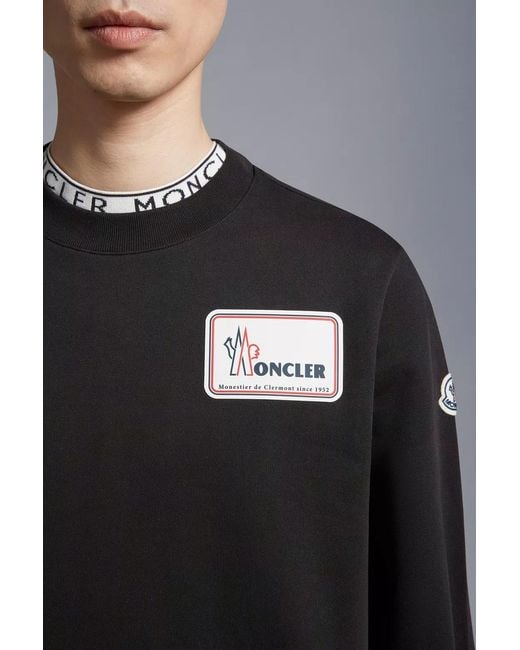 Moncler Black Logo Printed Crewneck Sweatshirt for men