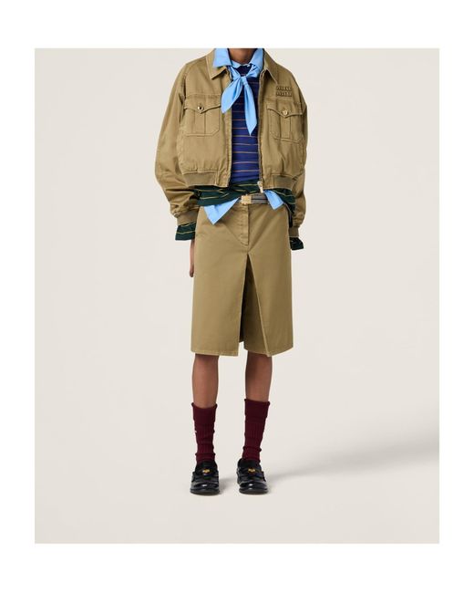 Miu Miu Brown Cotton Bomber Jacket