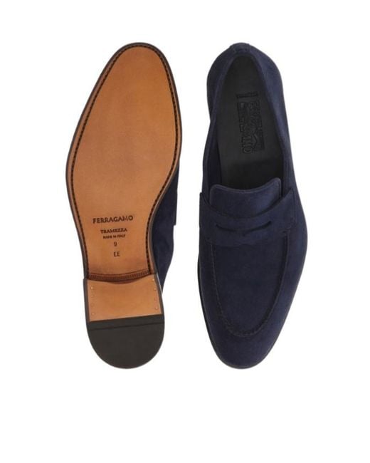 Ferragamo Blue Tramezza Penny Loafer for men