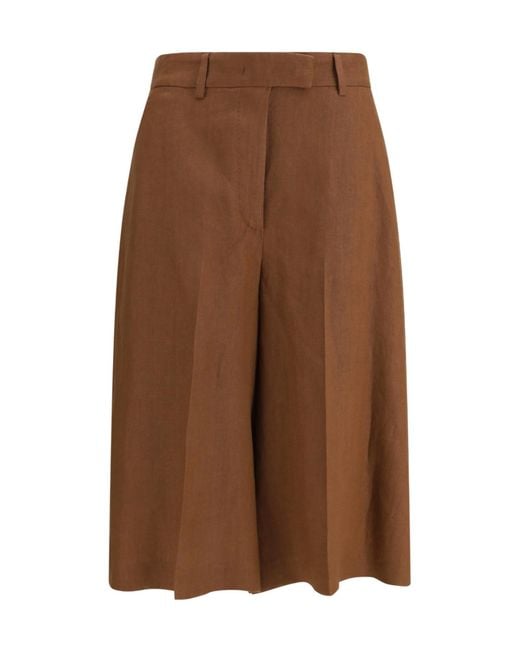 Lardini Brown Pleated Bermuda Shorts