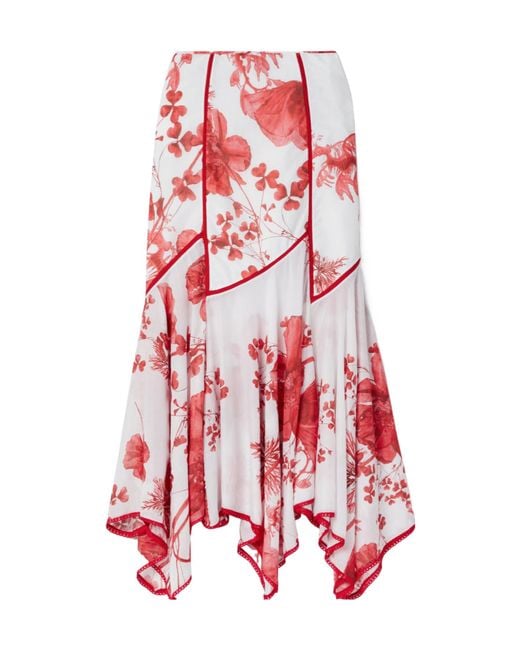 Charo Ruiz Red Casual Printed Cotton-Blend Skirt