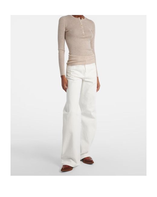 Gabriela Hearst Natural Julian Cashmere And Silk Henley Shirt