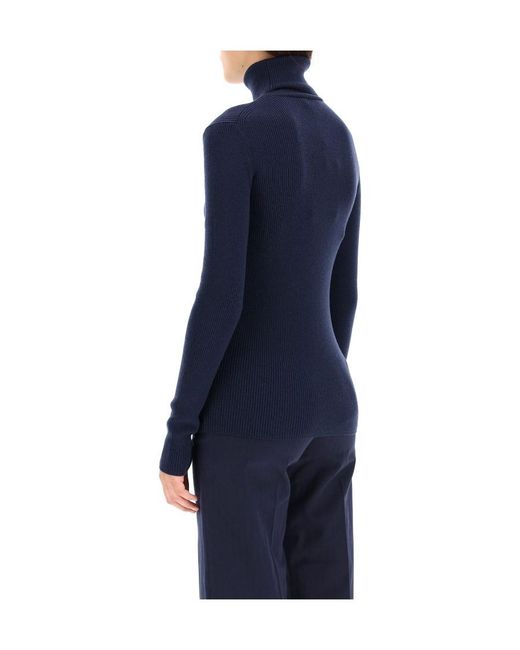KENZO Blue Tiger-Embroidered Turtleneck Jumper