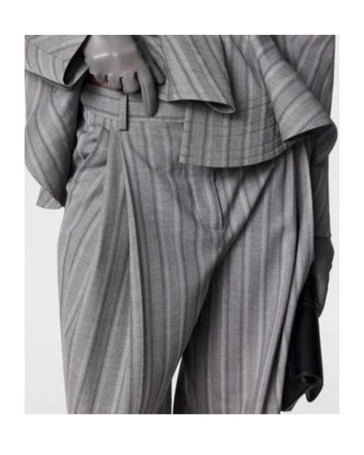 Stella McCartney Gray Striped Wide Leg Trousers