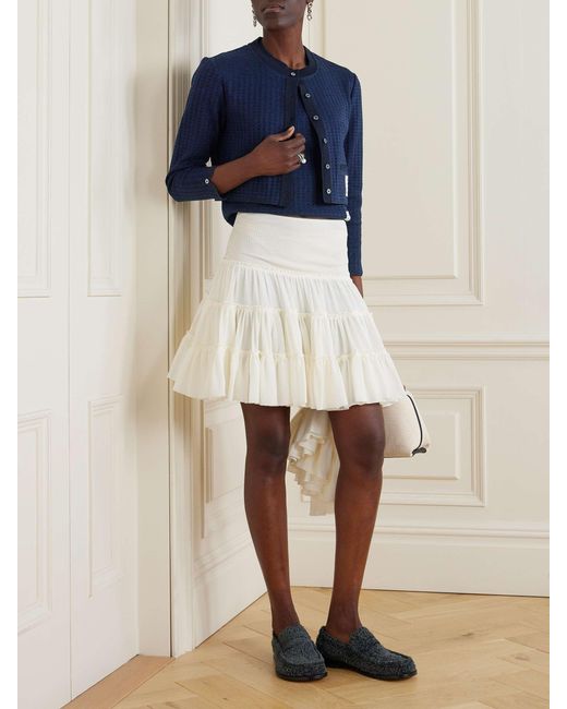 Thom Browne Blue Signature 4-Bar Cropped Cardigan