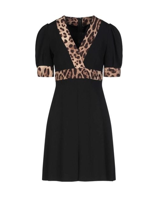 Dolce & Gabbana Black Solid Color V-Neck Dress