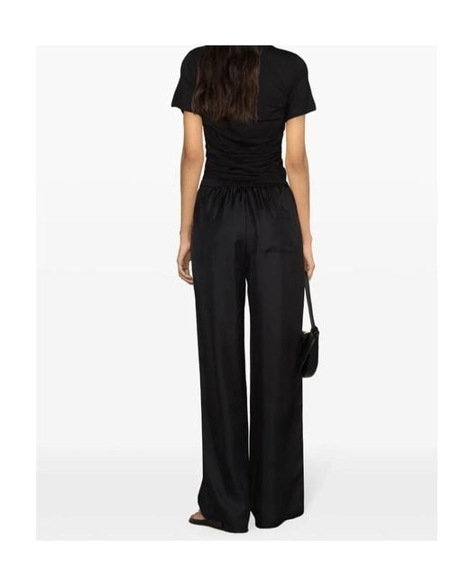 Loulou de Saison Black Alera Elastic-Waist Wide-Leg Pants
