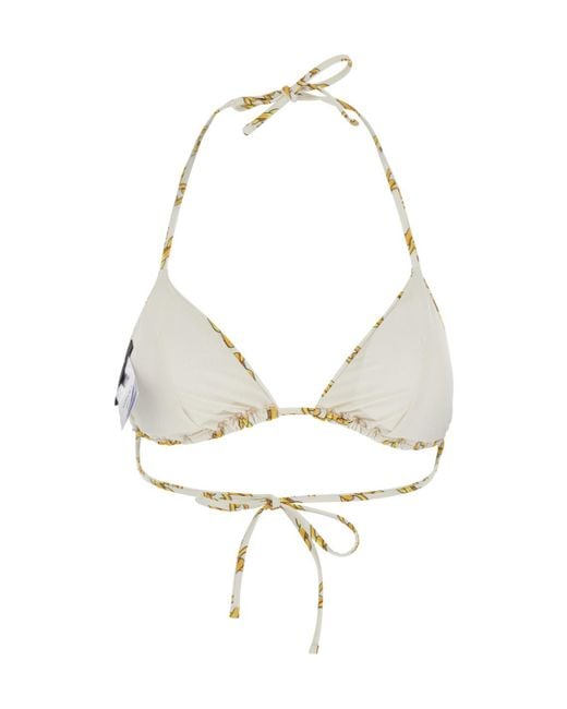 Versace Metallic Chain Print Triangle Bikini Top