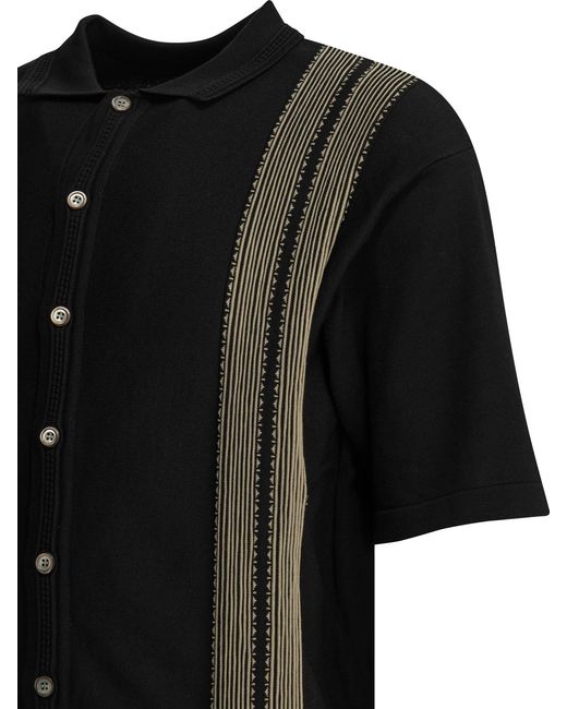 Kapital Black Striped Short-Sleeve Shirt for men
