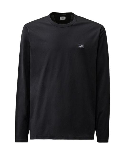 C P Company Black Logo Patch Crewneck T-Shirt for men
