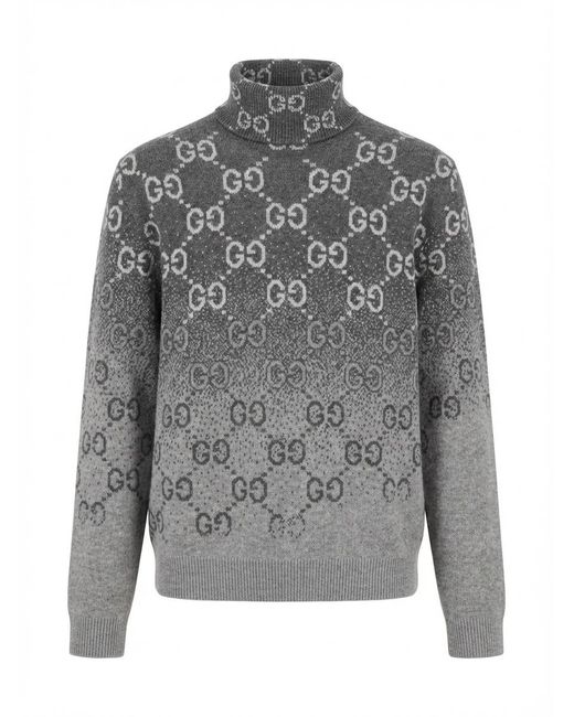 Gucci Gray Gg Jacquard Turtleneck Jumper for men