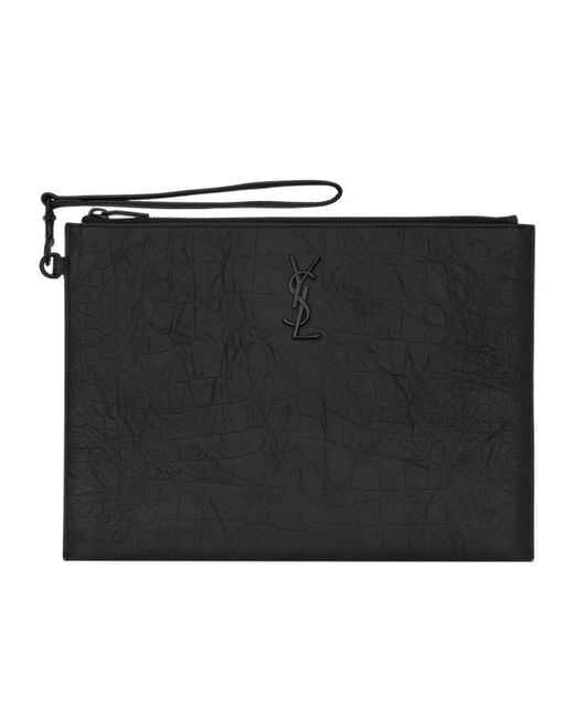 Saint Laurent Black Logo Plaque Ipad Case for men