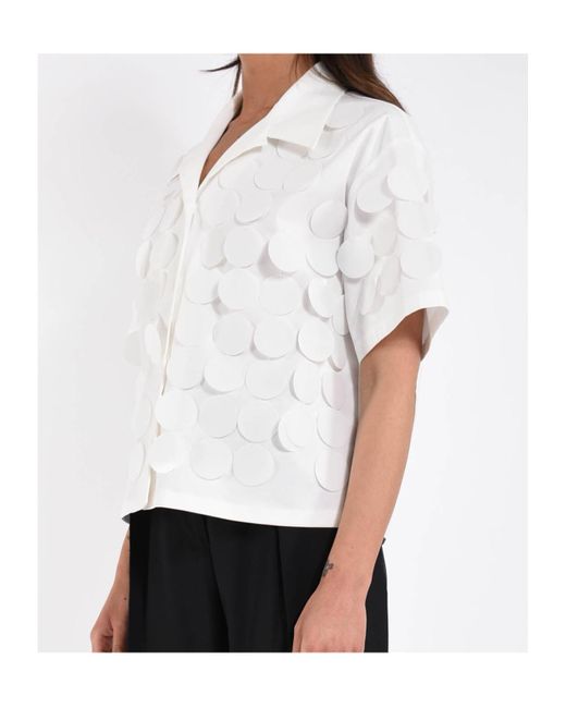 MSGM White Sequined Buttoned Shirt