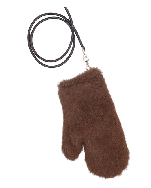 Max Mara Brown Teddy-Textured Gloves
