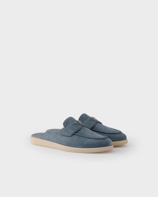 Prada Blue Suede Mules for men