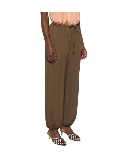 Forte_forte Brown Drawstring-Waist Elasticated-Hem Trousers