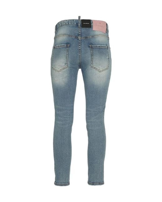 DSquared² Blue Distressed Skinny Jeans