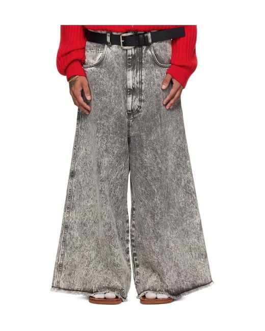 Lu'u Dan Gray Wide-Leg Cropped Jeans for men