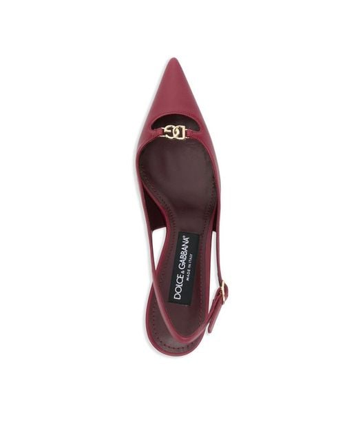 Dolce & Gabbana Pink Lollo Logo Plaque Slingback Pumps