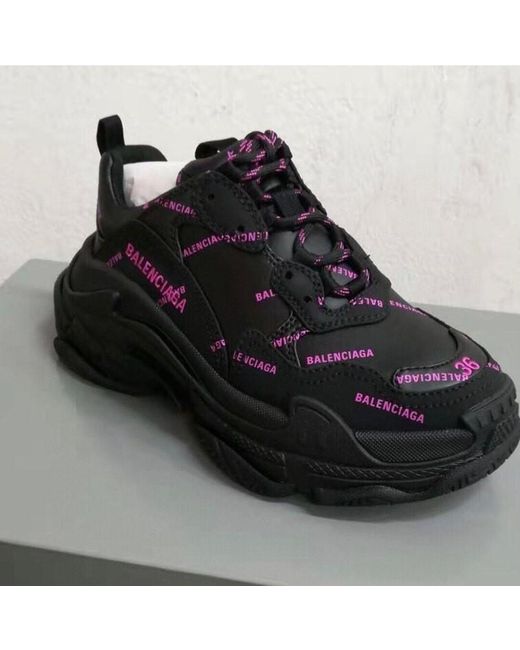 Balenciaga Black Triple S Sports Shoes With Full Logo