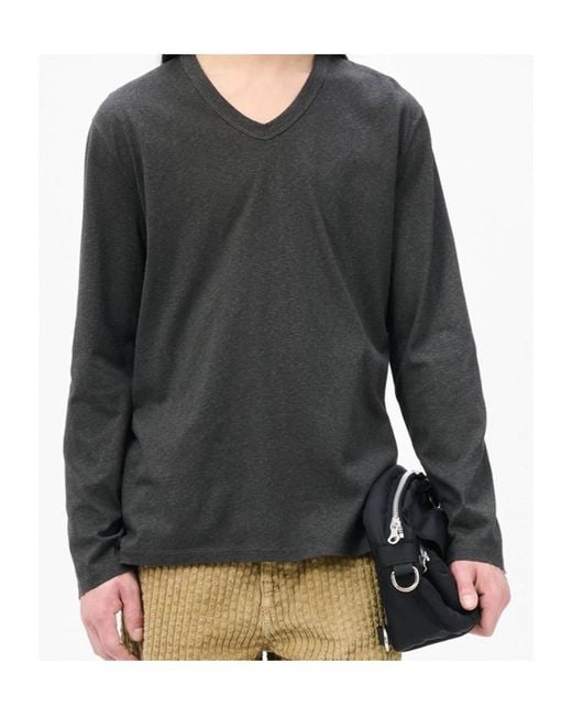 Our Legacy Black Gorge V-Neck Long-Sleeve T-Shirt for men