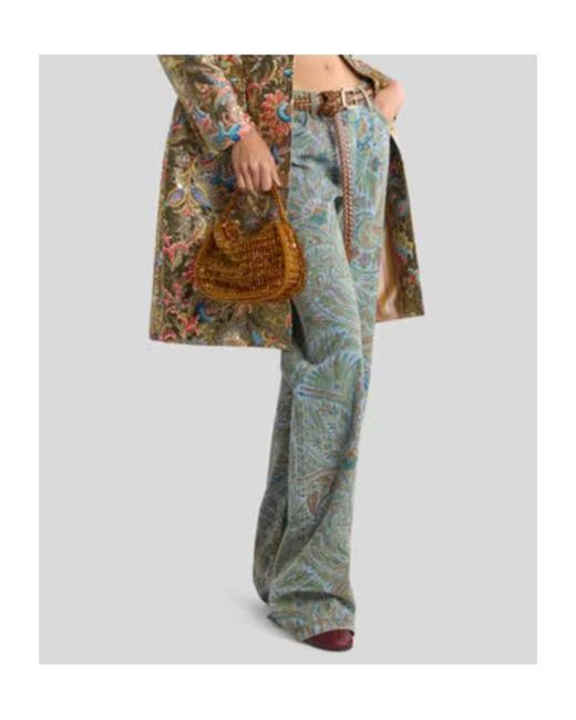 Etro Green Paisley Patterned Jeans
