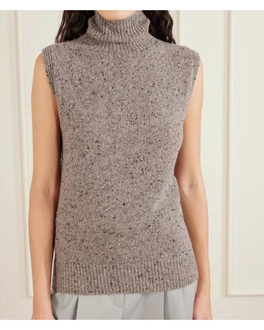 The Row Brown Merilas Cashmere Turtleneck Tank