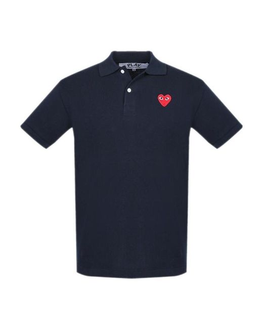 Comme des Garçons Blue Heart-Patch Polo Shirt for men
