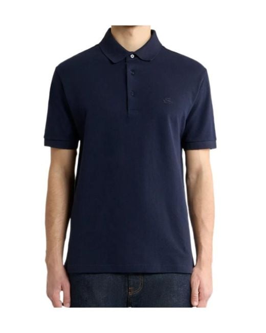 Etro Blue Logo-Embroidered Short-Sleeved Polo Shirt for men