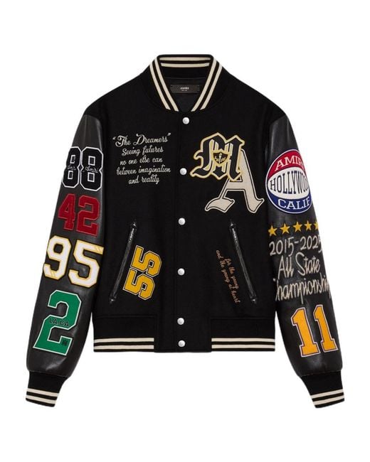 Amiri Black Varsity Patch Jacket for men