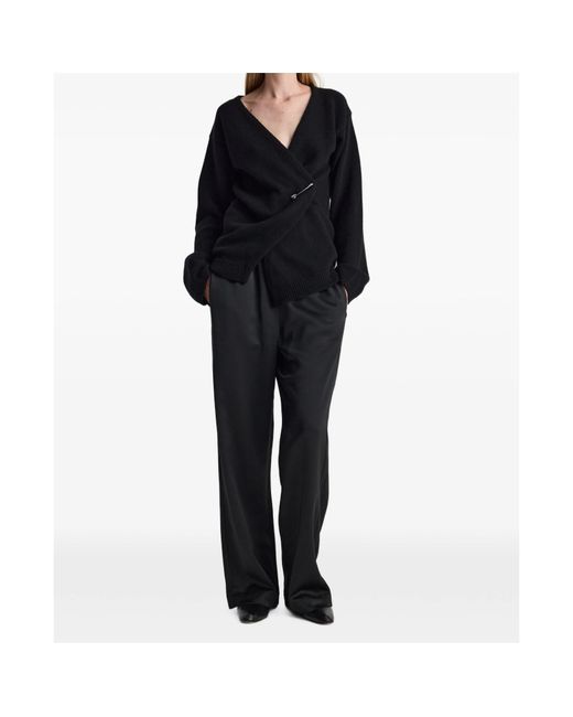 Rohe Black Off-Shoulder Wrap Cardigan