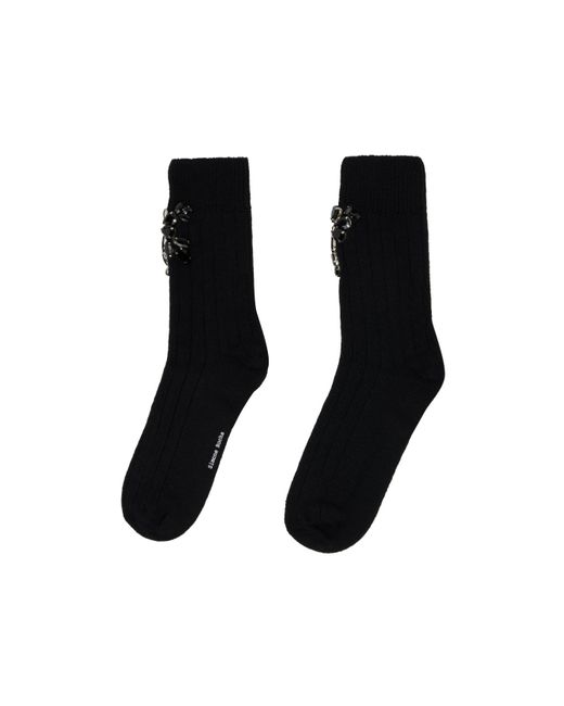 Simone Rocha Black Rose Embellished Ankle Socks