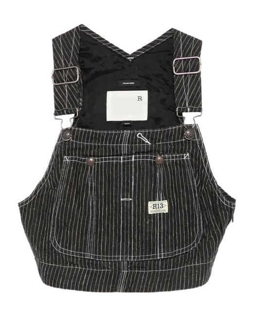 R13 Black Pinstripe Overalls