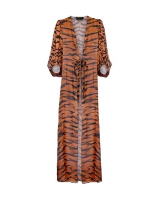 Adriana Degreas Brown X Sabine Getty Printed Silk Kaftan