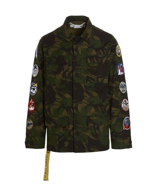 Off-White c/o Virgil Abloh Green Camouflage Printed Long-Sleeved Jacket for men