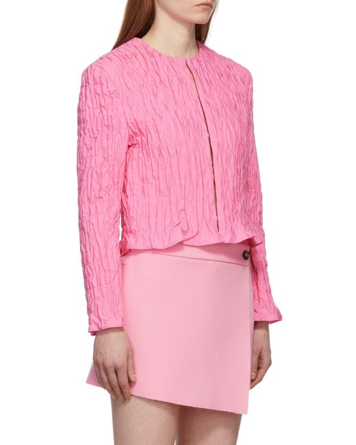 MSGM Pink Ruffle-Detail Blouse