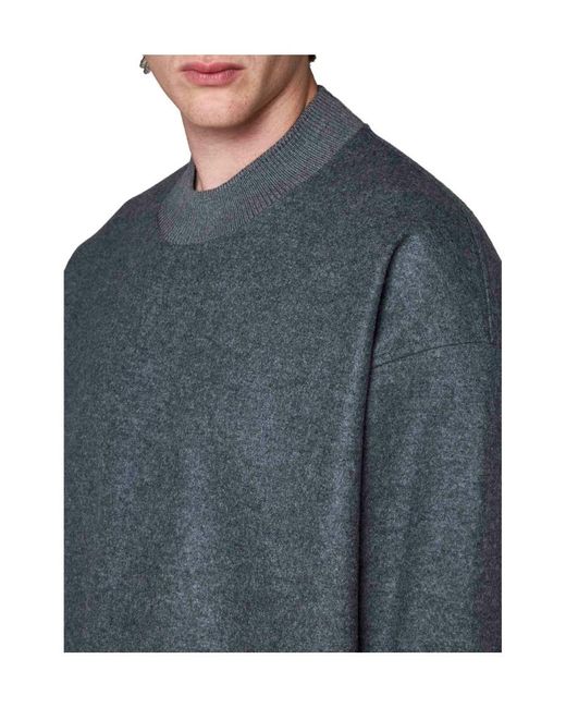 Jil Sander Blue Mock Neck Knitted Jumper for men
