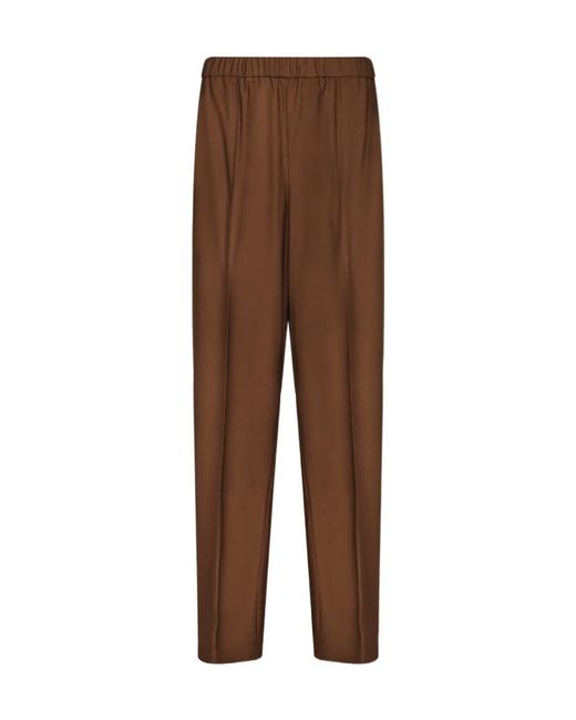 Fabiana Filippi Brown Elasticated-Waist Pressed-Crease Trousers