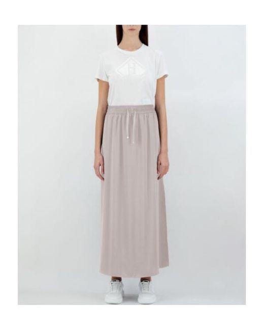 Herno White Elasticated Waistband Satin Skirt