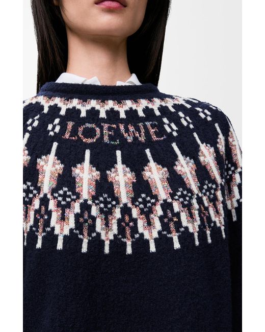 Loewe Blue Fair Isle Pattern Crewneck Jumper