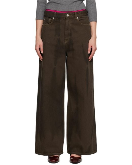 Ganni Brown Overdyed Heavy Denim Baggy Jeans