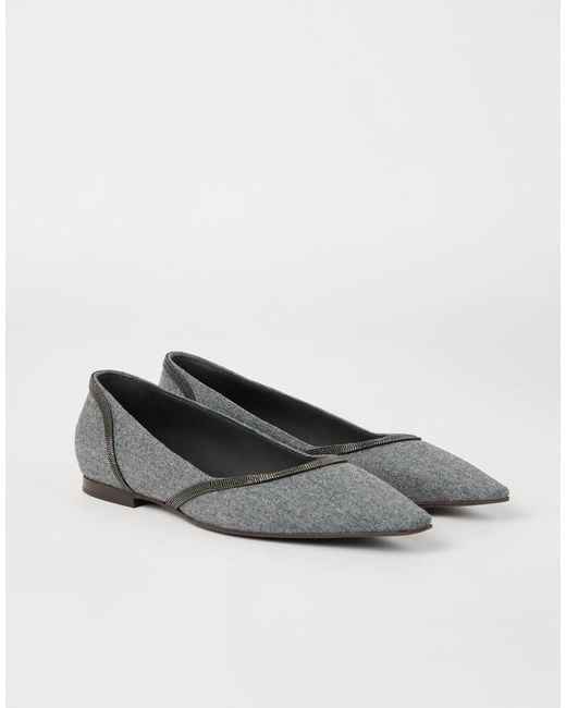 Brunello Cucinelli Gray Flannel Ballet Flats